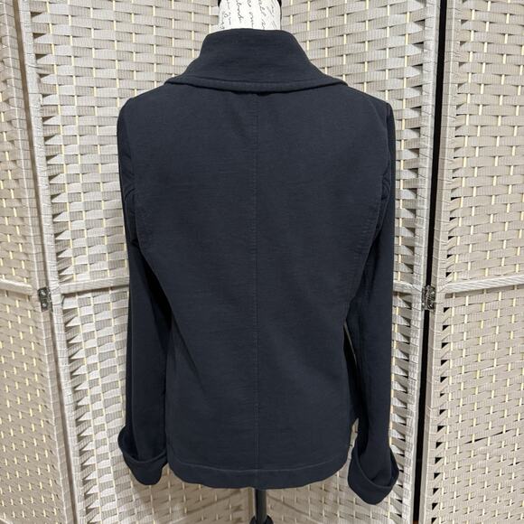 Norma Kamali Double Breast Knit Jacket Women’s Large Black Blazer Peacoat Cuffs - Picture 3 of 10